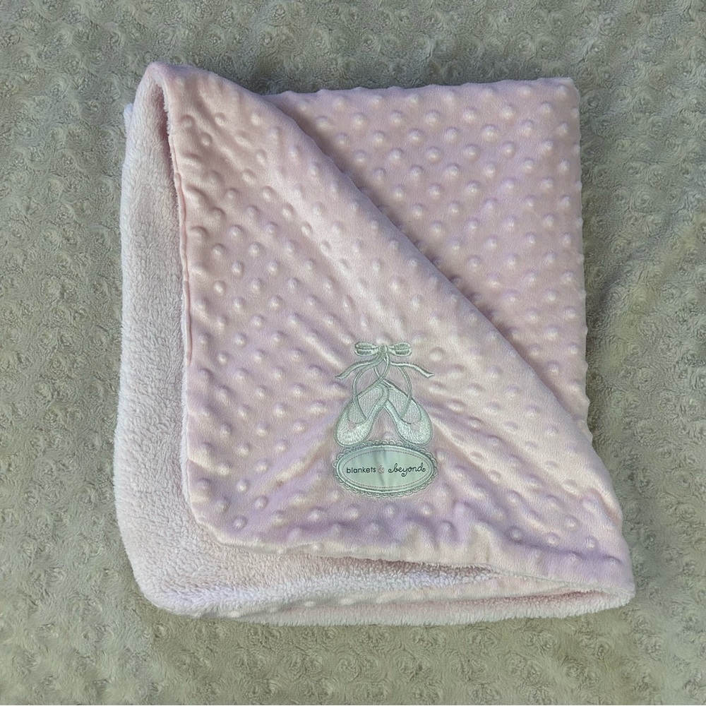 Blankets & Beyond Pink Ballet Shoes Slippers Baby Blanket Minky Dot Dance Pointe